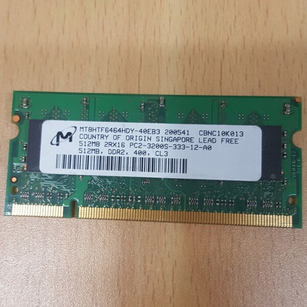 액정도매(LCD도매),RAM NT 512MB PC2-3200S DDR2 400Mhz MT8HTF6464HDY-40EB3 중고